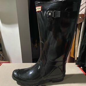 Original tall black glossy hunter boots